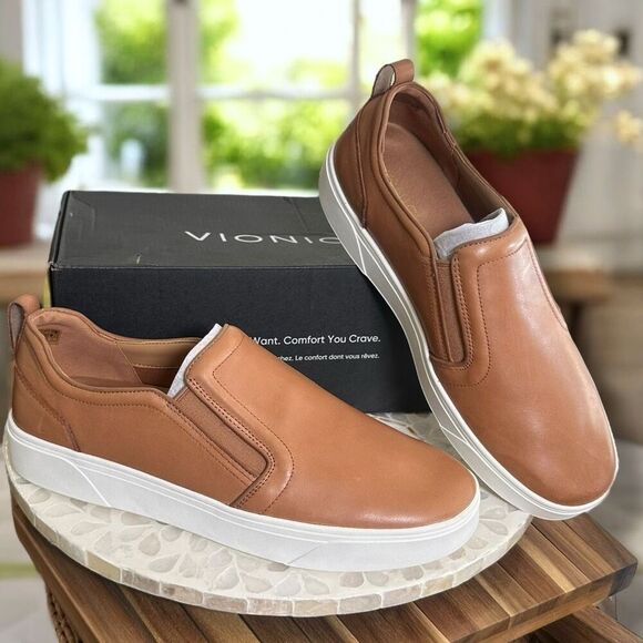 Vionic Kimmie Orthotic Leather Arch Support Slip-On Comfort Casual Sneakers Wome - Picture 2 of 13